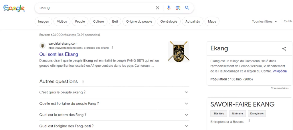 Savoir-Faire Ekang sur Google